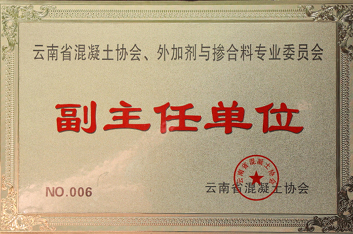 云南省混凝土协会、外加剂与掺合料专业委员会 副主任单位